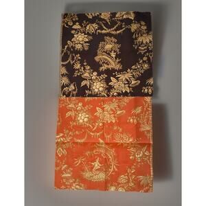 2 SCHUMACHER Chinoiserie Heavy Persimmon Brown Tapestry Fabric Samples 26"sq.